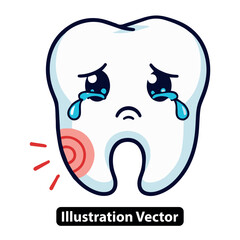Sad Toothache Cartoon Illustration Dental Care Vector