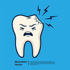 Cartoon Tooth with Pain Expression Dental Care Concept for Brochures and Websites