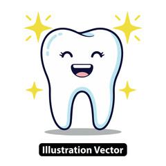 Happy Sparkling Tooth Illustration for Dental Health and Hygiene Promotion