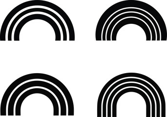 Collection of rainbow arch shapes in silhouette design