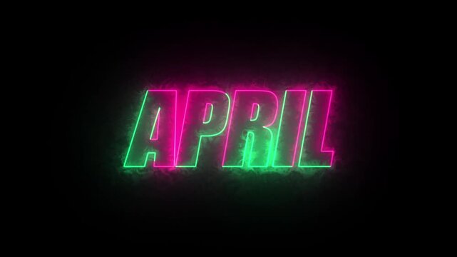 April text in black background.