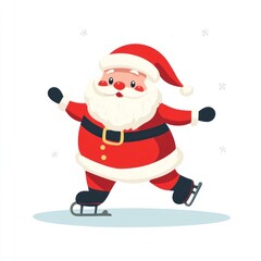 Cute illustration of Santa Claus ice skating winter santa white.