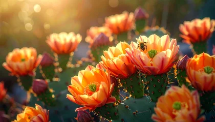 Fototapete Pflegezentrum Blooming cactus flowers in sunlight  © Kabel