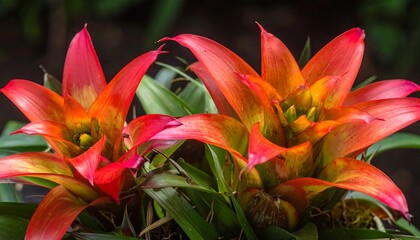Vibrant Redorange Bromeliads