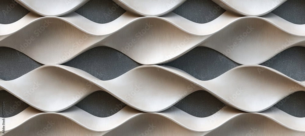 Poster abstract wave forms texture on neutral surface with light grey wavelike pattern for modern decor