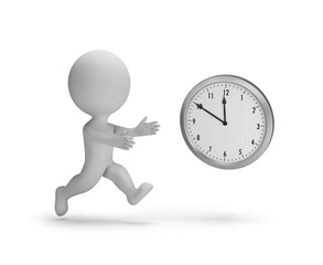 3d small people - running after the clock