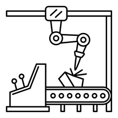 A Futuristic Robot Arm Performing Precision Work on a Conveyor Belt, Symbolizing Modern Manufacturing, Automated Production, and High-Efficiency Industrial Processes for Factory and Logistics Operatio