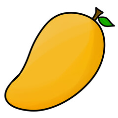 Ripe mango illustration. Fresh mango cartoon illustration.