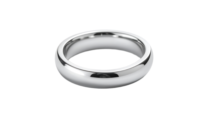 Polished, domed silver band ring with slightly rounded edges and a high-gloss finish