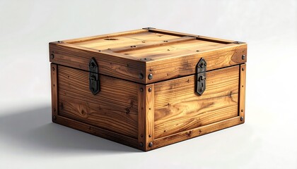 Rustic Wooden Casket with Ornate Ironwork