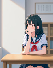 物思いにふける高校生・全体像