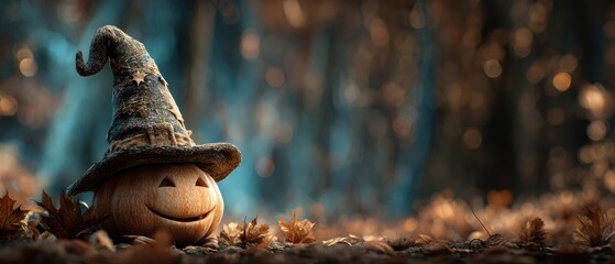A charming carved pumpkin glowing on a wooden porch in autumn orange