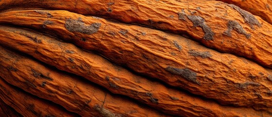 Macro texture of a weathered orange pumpkin in autumn light