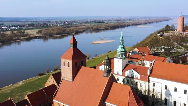 Beautiful architecture of the Granaries in Grudziadz by the Wisla river, Poland.