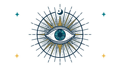 Sacred All Seeing Eye with Stars Illustration
