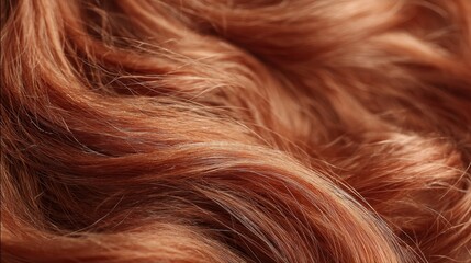 Fototapeta premium Close up of red hair texture. Woman natural wavy hairstyle background or fashion beauty concept. Hair color and care.