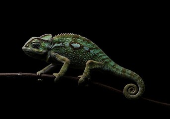 Obraz premium Green chameleon on branch