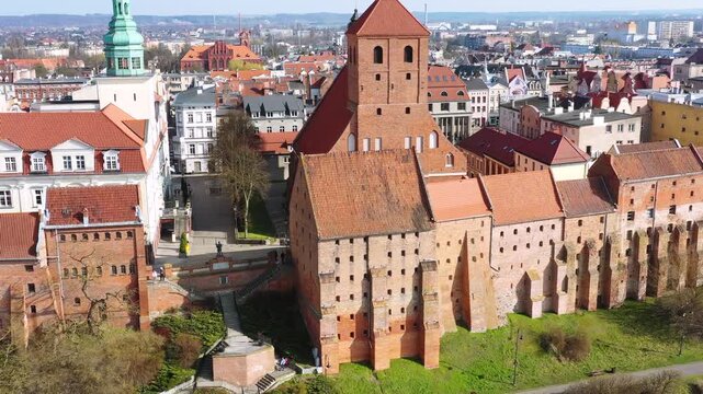 Beautiful architecture of the Granaries in Grudziadz by the Wisla river, Poland.