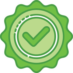 A green seal featuring a tick mark on a white background, indicating validation or endorsement.