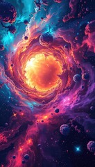 Cosmic Tapestry of Nebulae and Celestial Orbs An Ethereal Journey Through a Vibrant Universe Revealing the Majestic Grandeur of Space