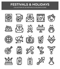 Festivals & Holidays. Collection of 25 Unique Icons