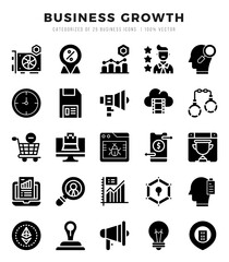 Business Growth elements. Glyph web icon set. Simple vector illustration.