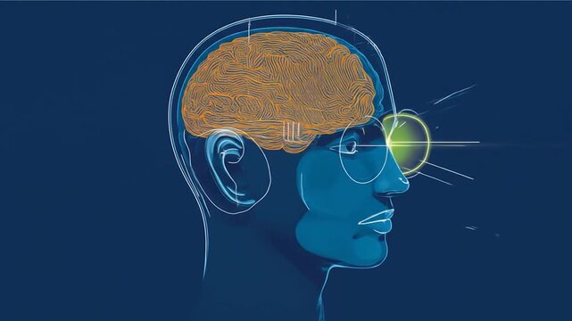 Human brain and earth map graphic