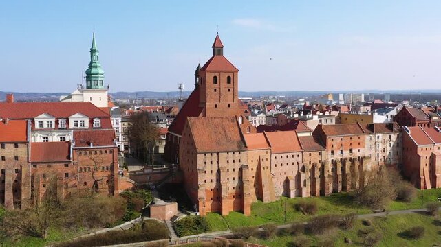 Beautiful architecture of the Granaries in Grudziadz by the Wisla river, Poland.