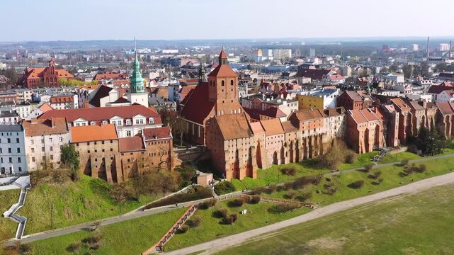 Beautiful architecture of the Granaries in Grudziadz by the Wisla river, Poland.