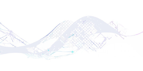 Fototapeta premium Abstract flowing wave pattern with light purple and cyan colors and black dots on a black and white background