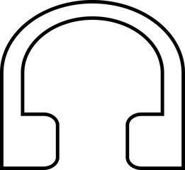 Headphone headset earphone icon in black line style, audio music listening device symbol, call center customer support mic pack, modern minimal outline design