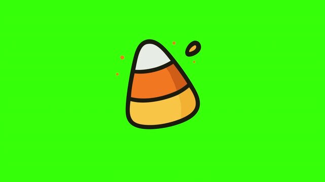 Halloween candy corn icon animation swirls in a playful surreal rhythm, crafted as a whimsical overlay for seasonal video editing, dynamic motion graphics, spooky party invitations, festive presentati