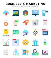 Business & Marketing Icon Pack 25 Vector Symbols for Web Design.