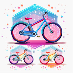 Fototapeta premium Vibrant collection of stylized bicycles, perfect for graphic design, lifestyle, and travel themes