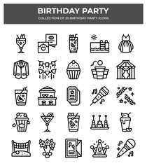 Birthday Party Icons. A Collection of 25 Delightful Celebration Graphics