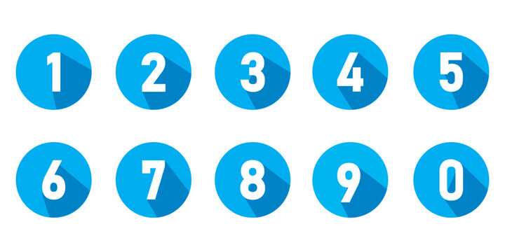 Set of numbers . Number circles set1 to 10 . Set of Round 1-10 numbers icon for education . colorful, sky Vector illustration 