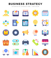 Business Strategy icons Pack. Flat icons set. Business Strategy collection set. Simple vector icons.