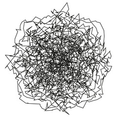 Obraz premium Chaotic line pattern. Abstract scribble illustration. Tangled wire design. Vector graphic element.