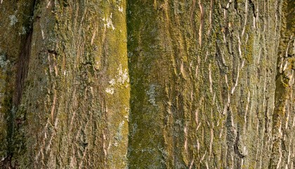 Obraz premium rough oak tree bark with moss and lichen textures in natural daylight closeup ideal for earthy wallpaper or editorial background