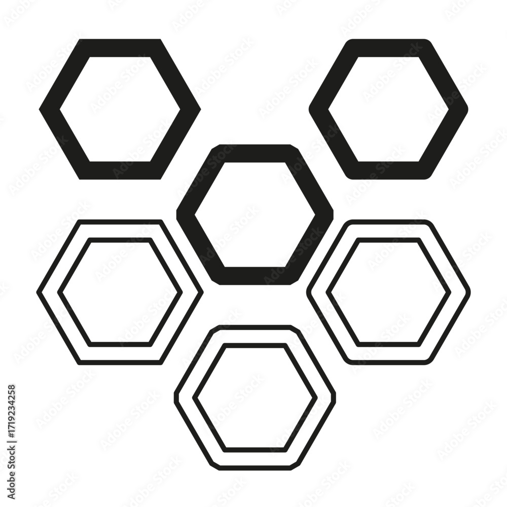 Poster hexagon geometric frames. abstract line elements. simple shape vector. modern design illustration.