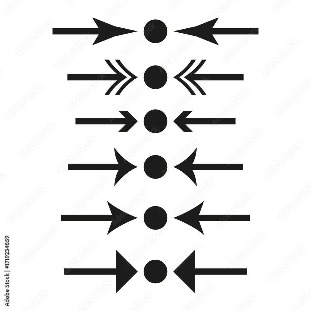 Poster vector arrow set. direction symbol collection. abstract linear illustration. downwards pointer desig