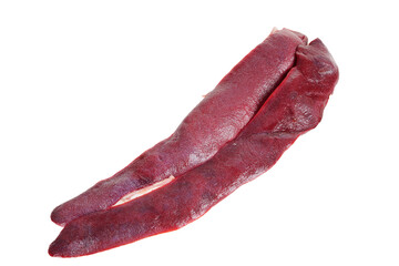 Pig spleen on white background