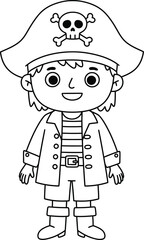 Obraz premium Cartoon Pirate Skeleton Character Illustration in Halloween Costume Style