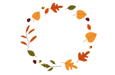 grafica, sfondo, autunno, foglie secche,, cerchio