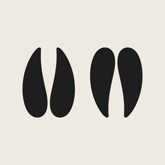 Antelope footprints silhouette. Wild animal paw prints 