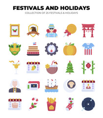 Fototapeta premium Collection of 25 Holidays. Cultural and Religious Celebrations