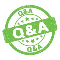 Q&A text written on green stamp sign.