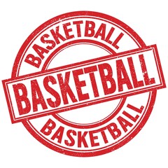 BASKETBALL written word on red stamp sign