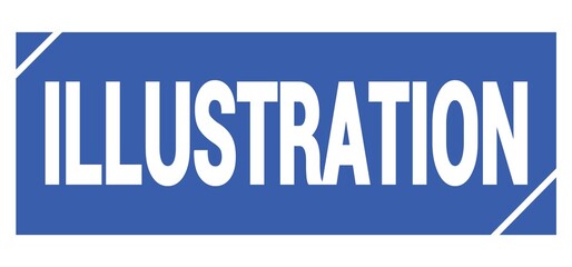 ILLUSTRATION text written on blue stamp sign.