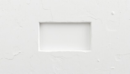 Textured white plastered wall with rectangular recess, creating a minimalist and abstract architectural background